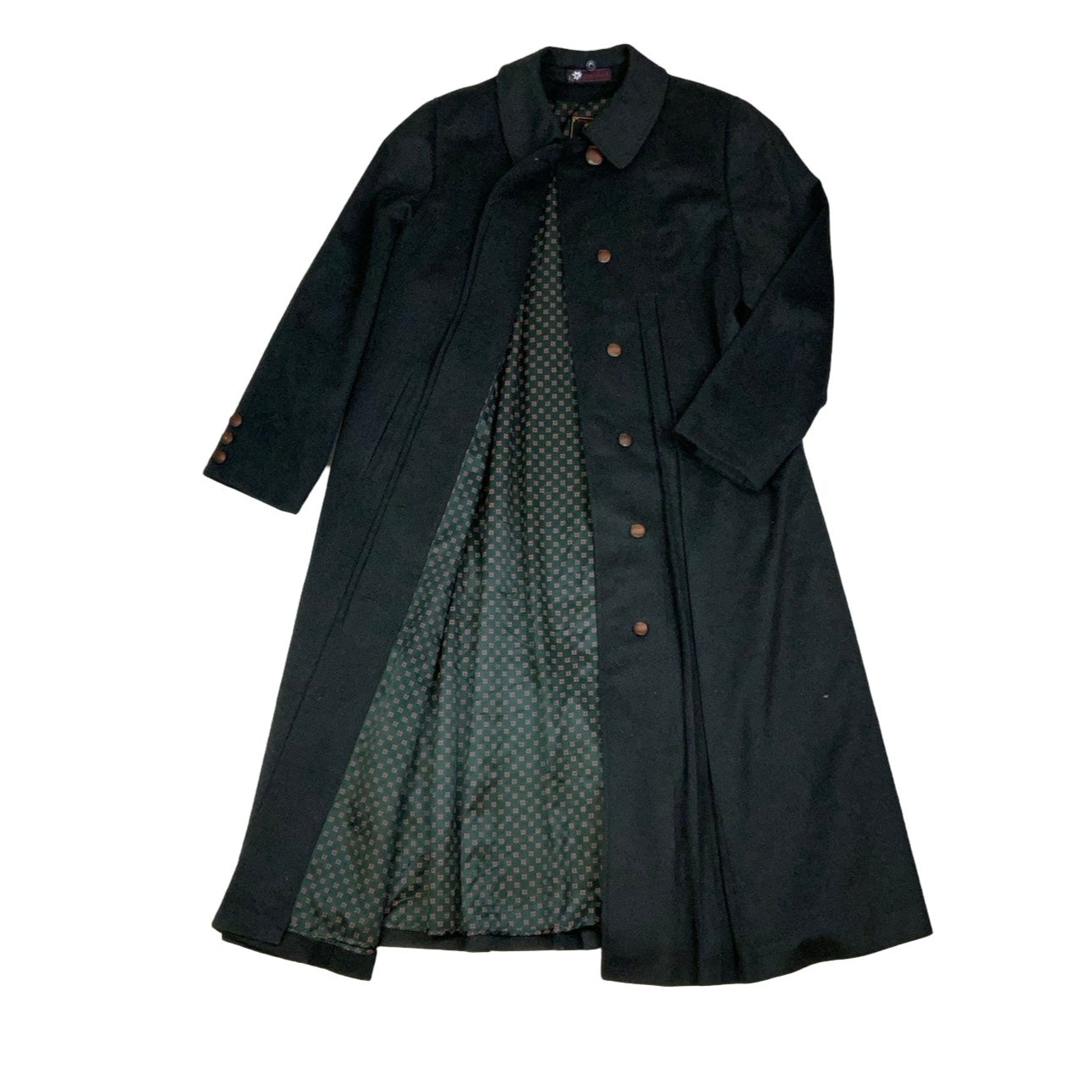 Vintage ‘Steinbock’ ‘HIMALAYA’ Grey Green Oversized Long Swing Wool Trench Coat 18 L