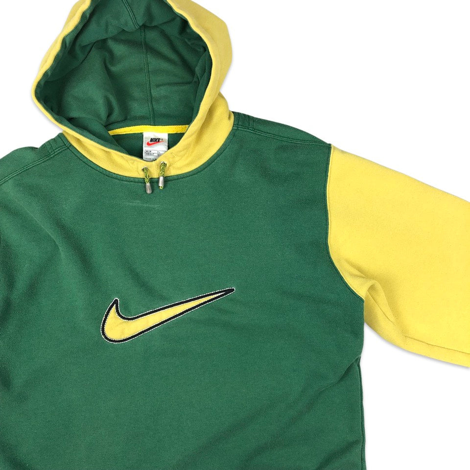 Vintage 90s Nike Green and Yellow Hoodie