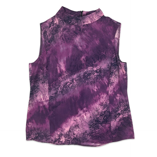 Y2K Purple Snake Print High Neck Top 10 12 14 16