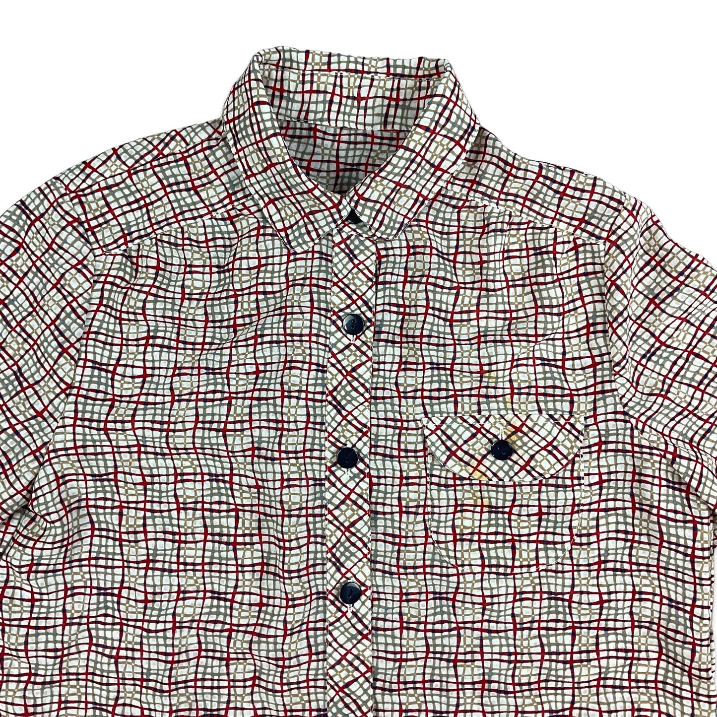 Vintage 90s White Red Blue Check Blouse 14 16 18