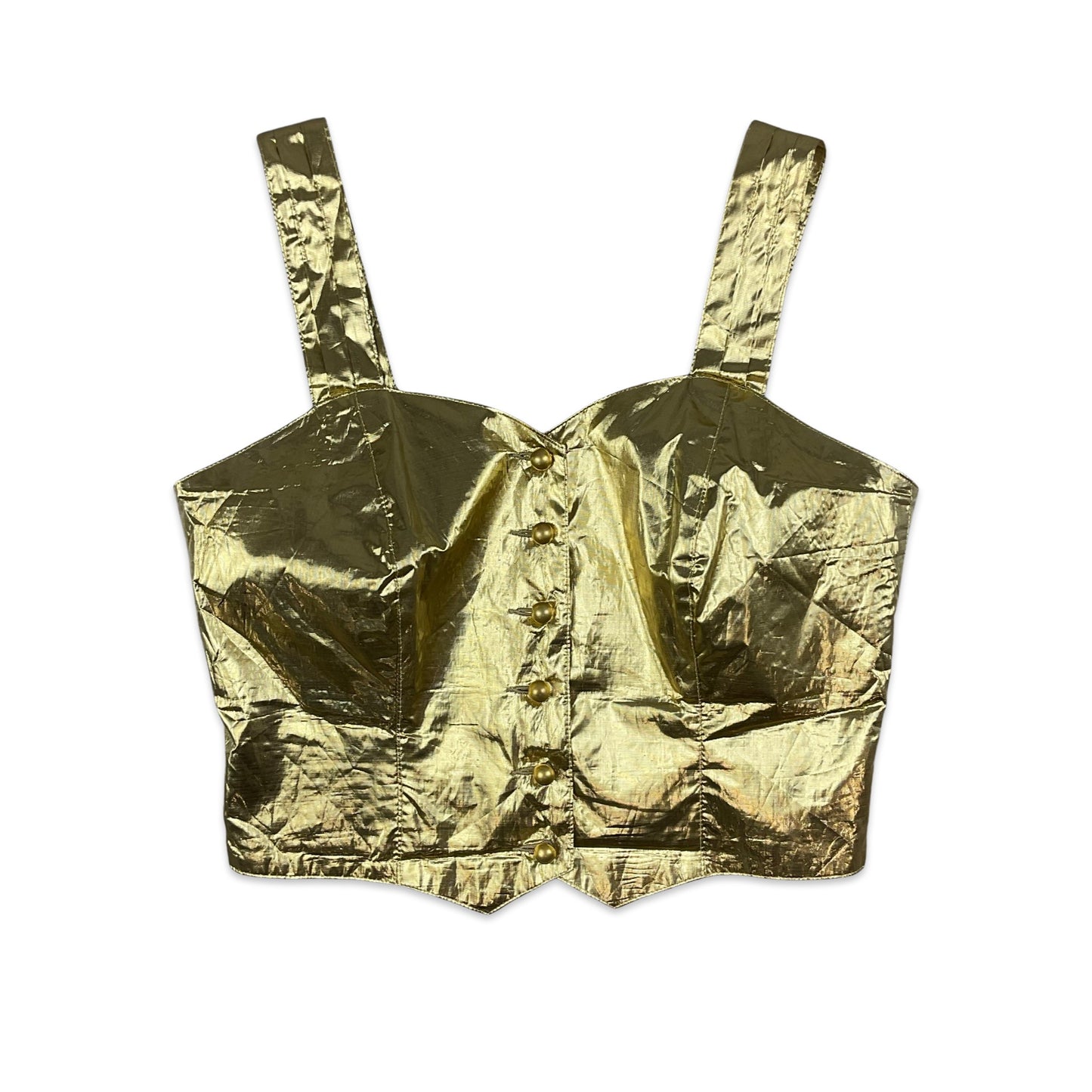 80s Metallic Gold Bustier Crop Top 8 10 12