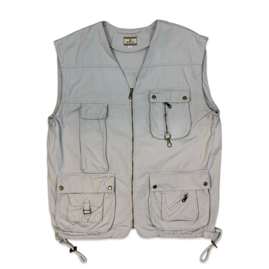 Vintage Taupe Cargo Utility Waistcoat Vest XXL