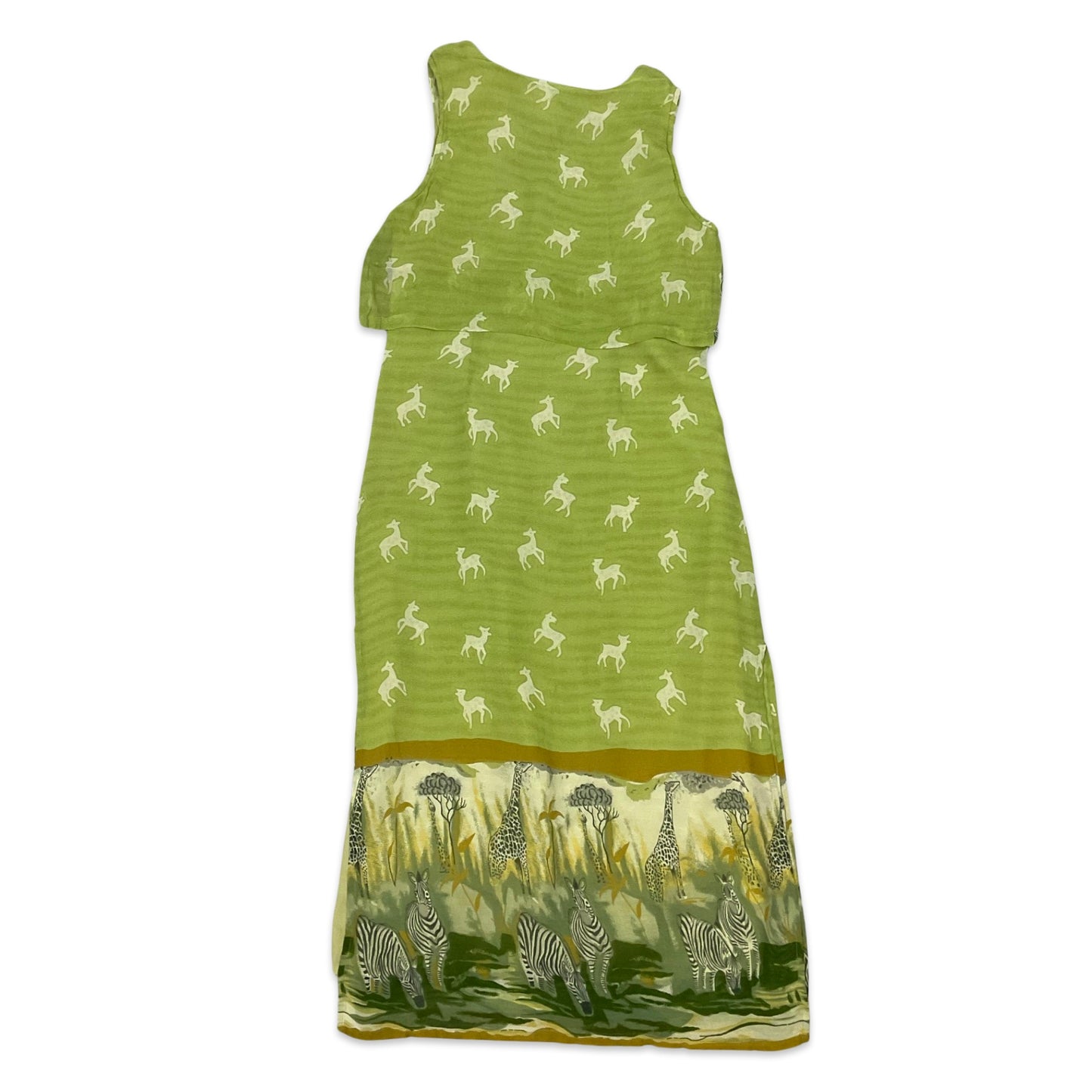 Vintage Green Safari Print Maxi Dress 14