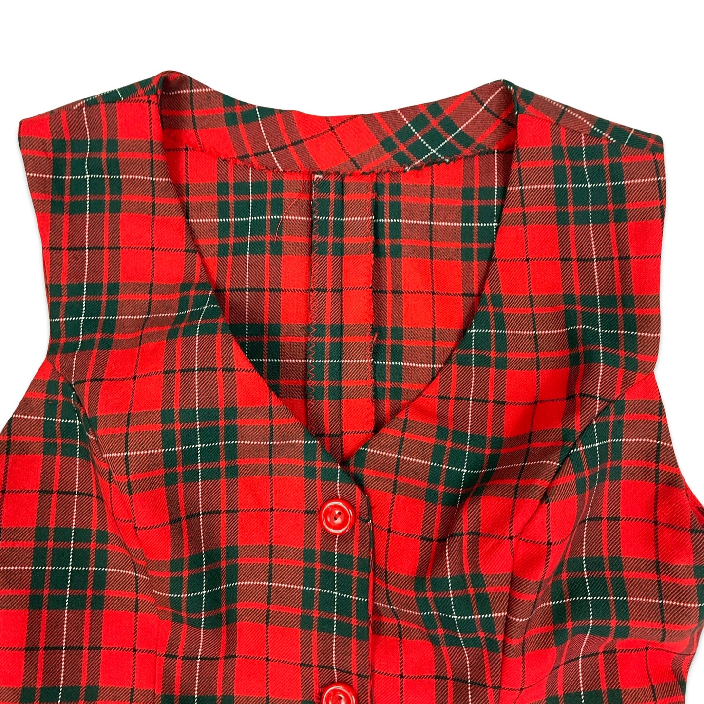 Vintage Red & Black Tartan Waistcoat 6 8