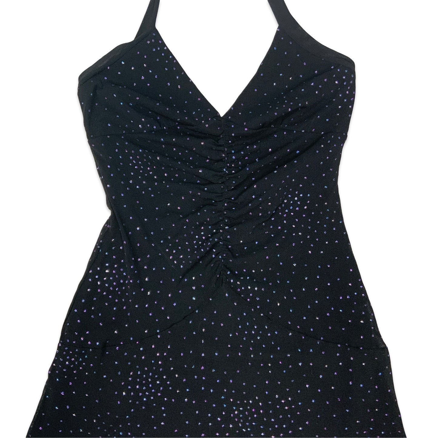 Y2K Black Glittery Halterneck Midi Dress 8