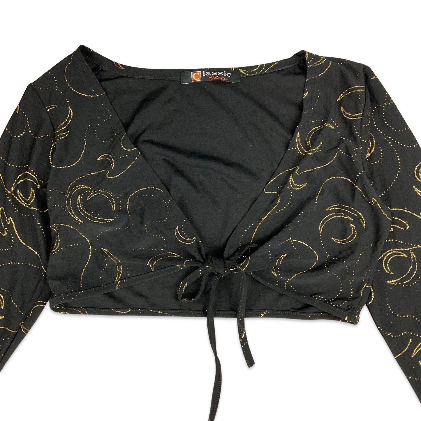 90s Black & Gold Celestial Cropped Cardigan