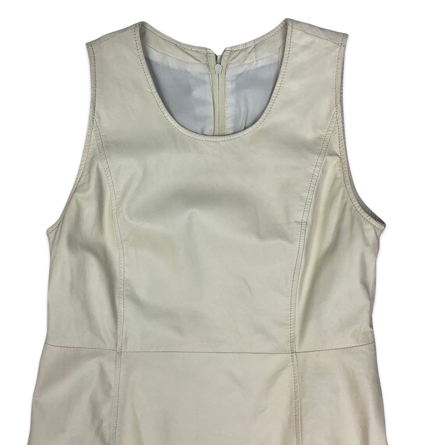 90s White Leather Mini Dress 12 14