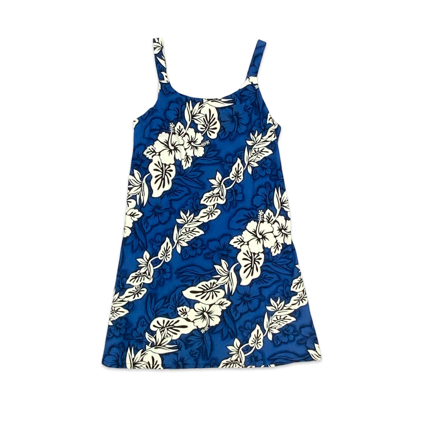 Vintage Blue & White Hawaiian Print Summer Dress 12