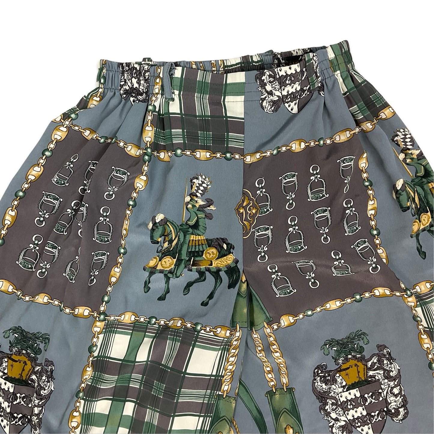 Vintage Grey & Gold Royal Print Shorts 8 10 12