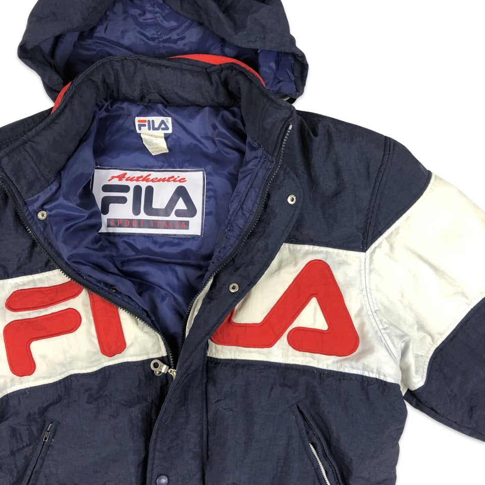 Vintage 90s FILA Navy, White, and Red Insulated Jacket L