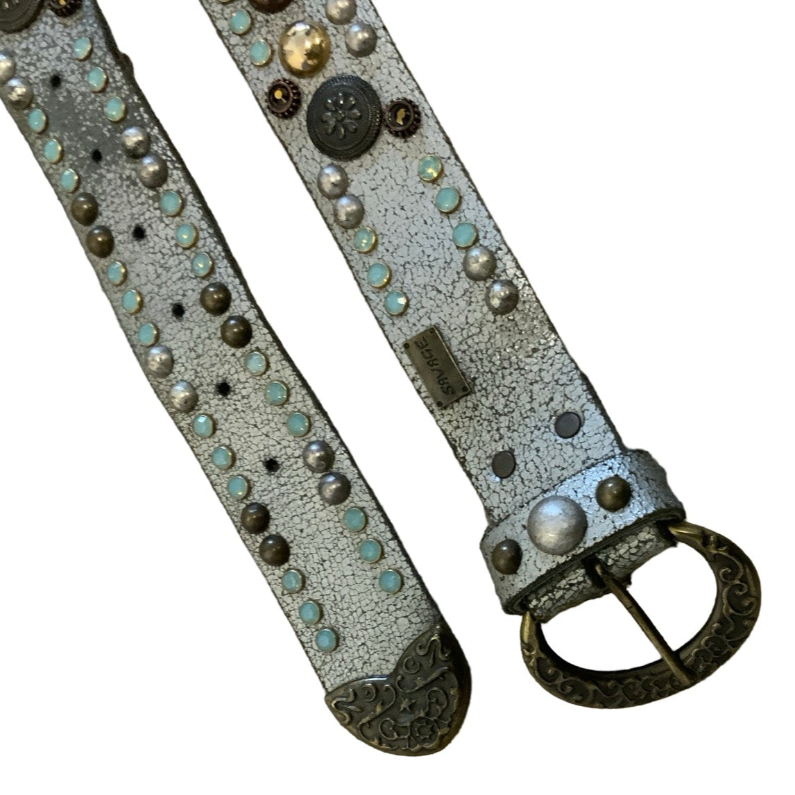 Vintage 90s 'Savage' Silver Studded Diamanté Belt