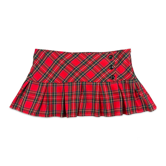 Vintage Y2K Red Tartan Pleated Mini Skirt 10 12