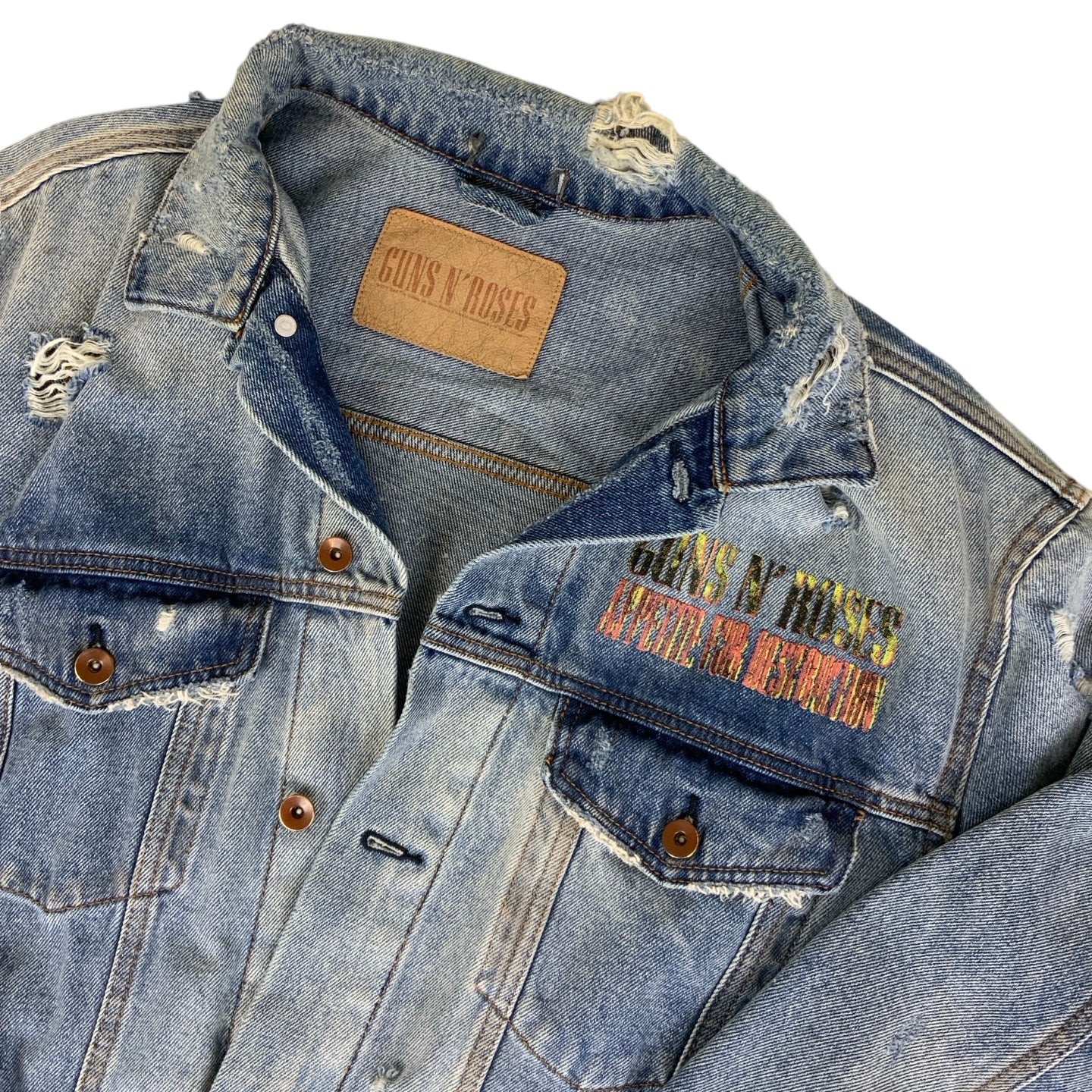 00s Y2k Guns n' Roses Distressed Denim Jacket M