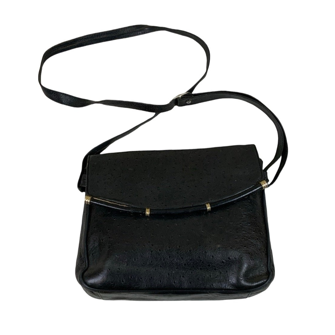 Vintage 80s 90s Black Leather Textured Shoulder Crossbody Bag