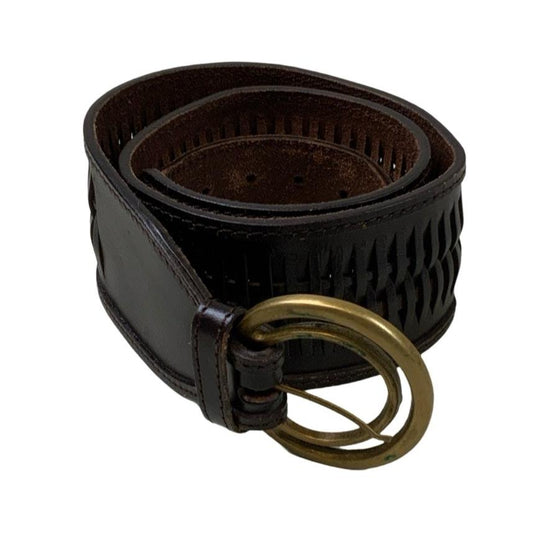 Black Woven Leather Belt