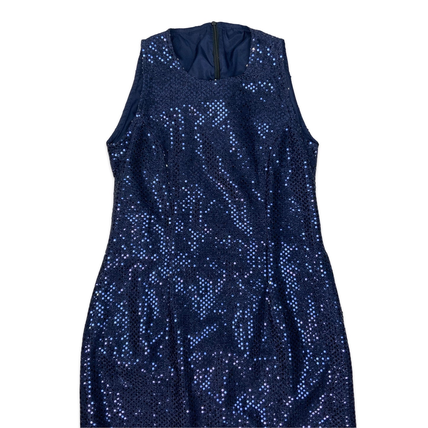 Vintage Blue Sequin Maxi Dress with Slit 10