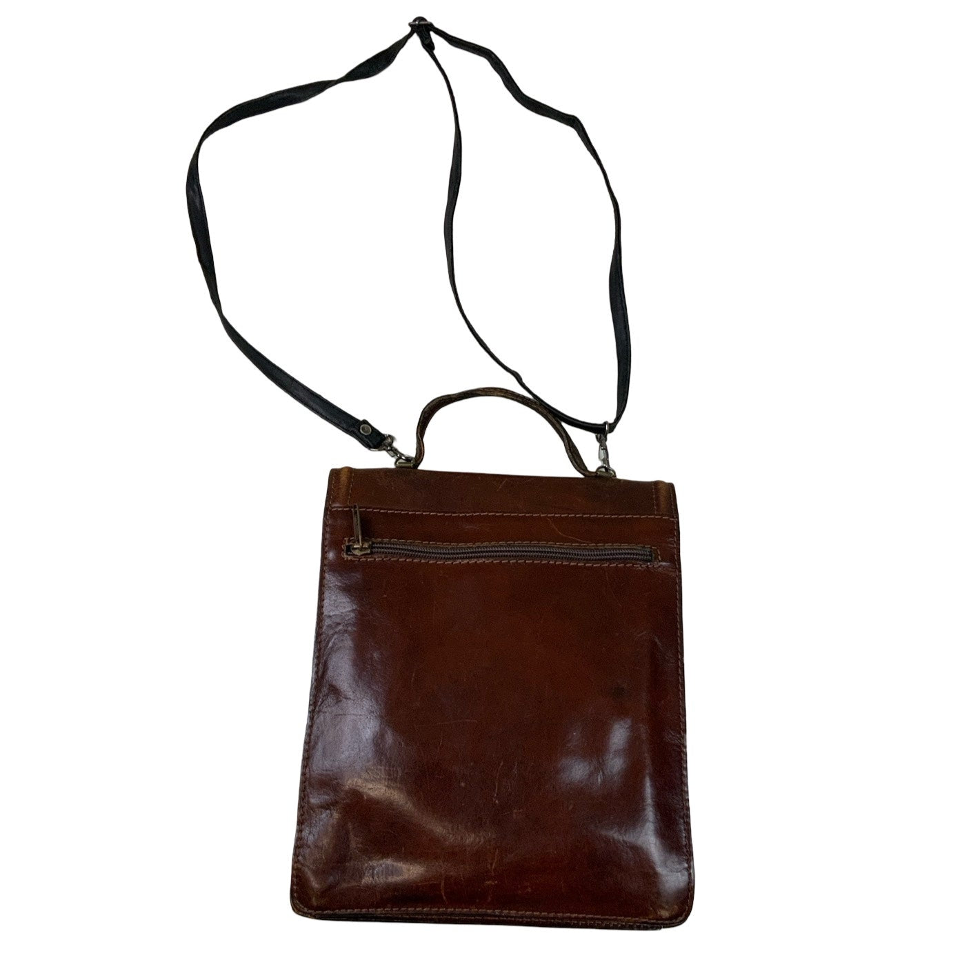 Vintage 'The Trend' Brown Leather Tuck Lock Cross Body Shoulder Bag