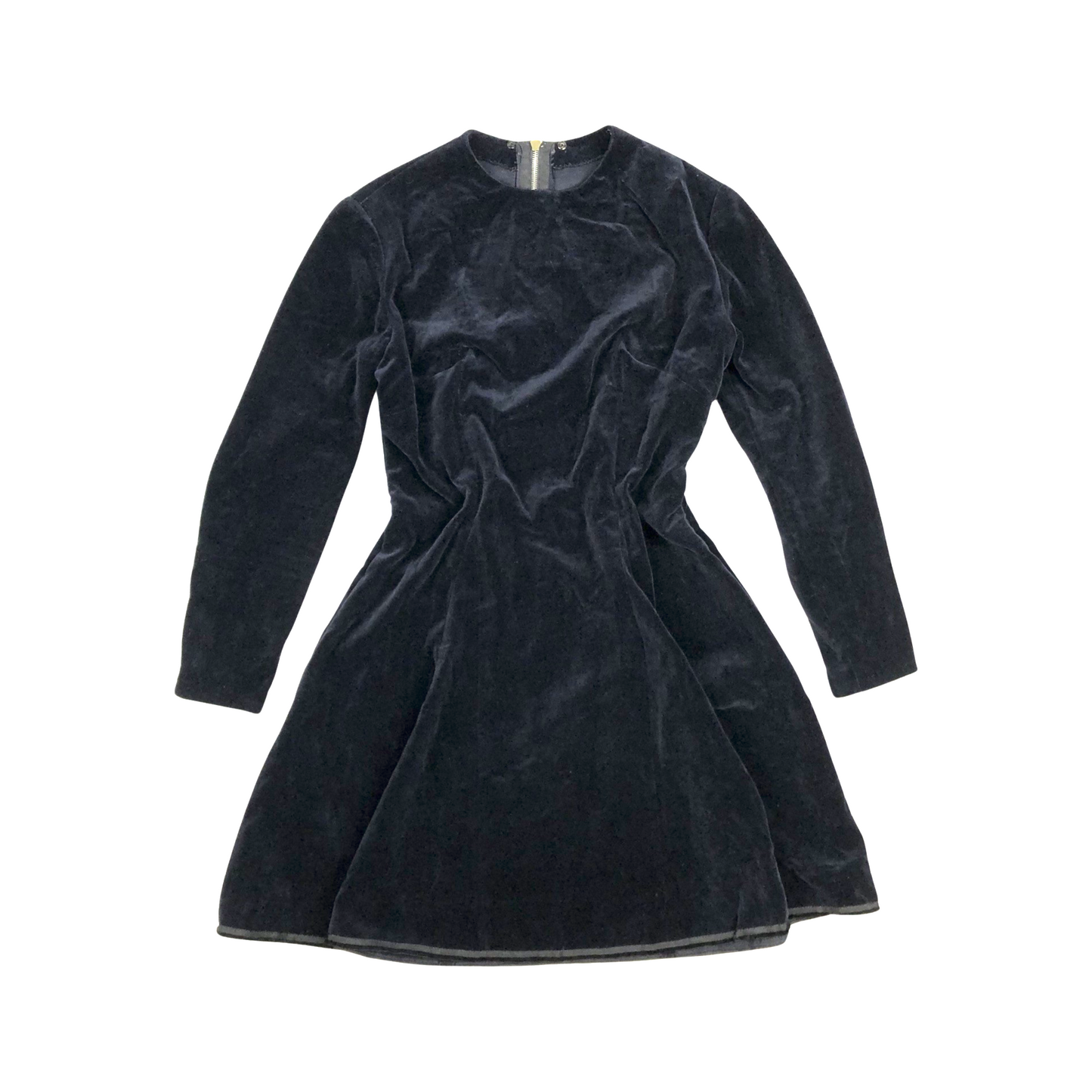 Vintage Black Velvet Long Sleeved Dress 8 10