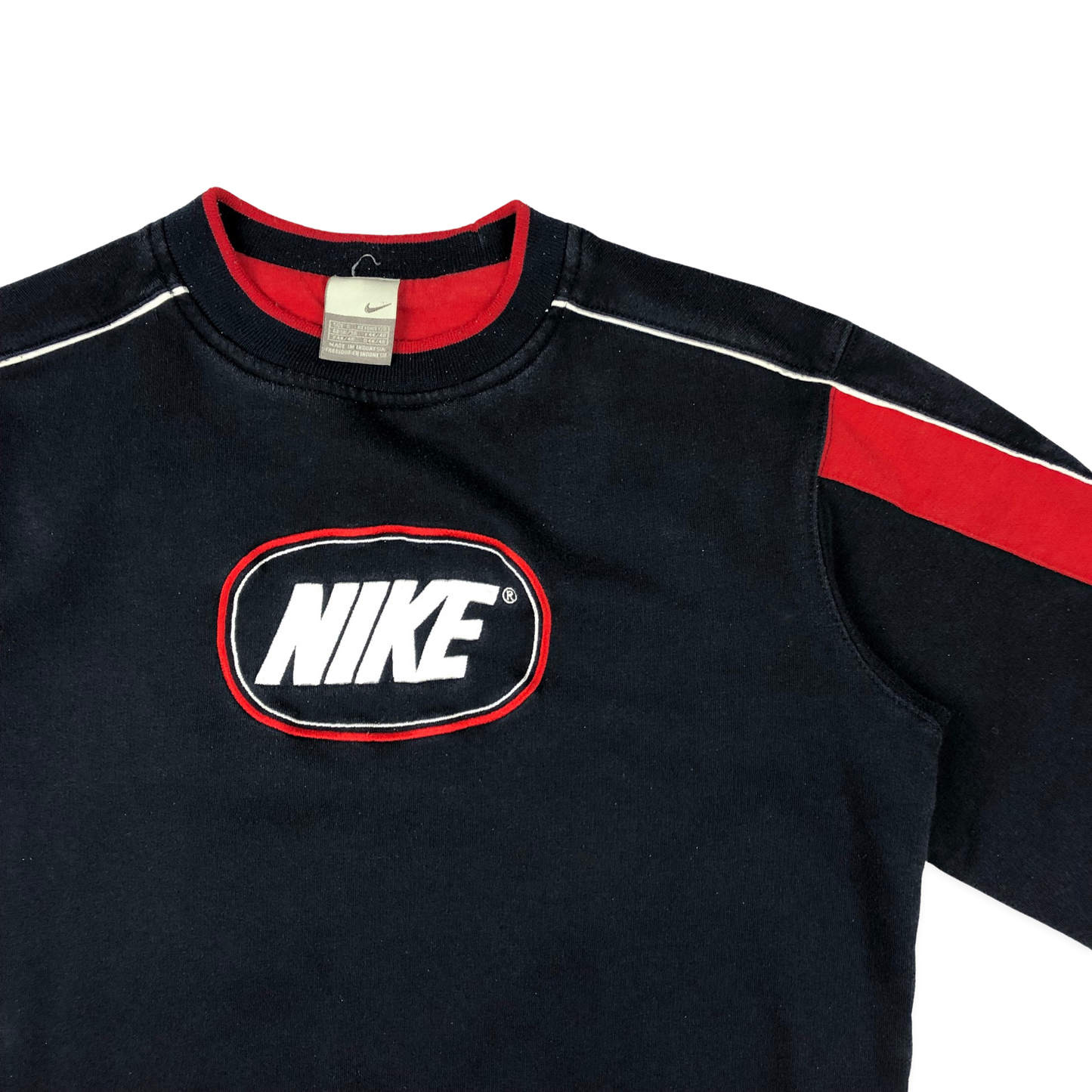 Vintage Y2K Nike Spell Out Navy Red Sweatshirt Small