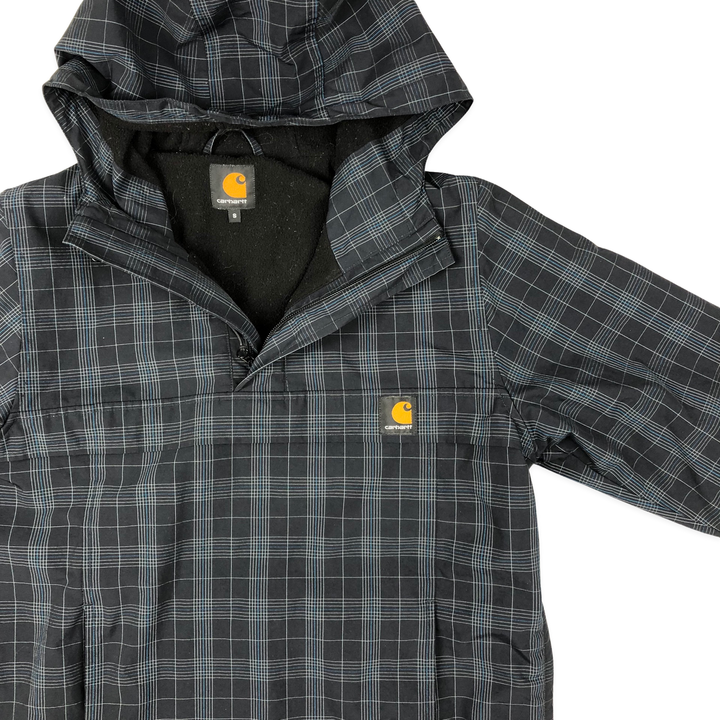 Vintage Carhartt Black Checked Fleece Lined Cagoule S