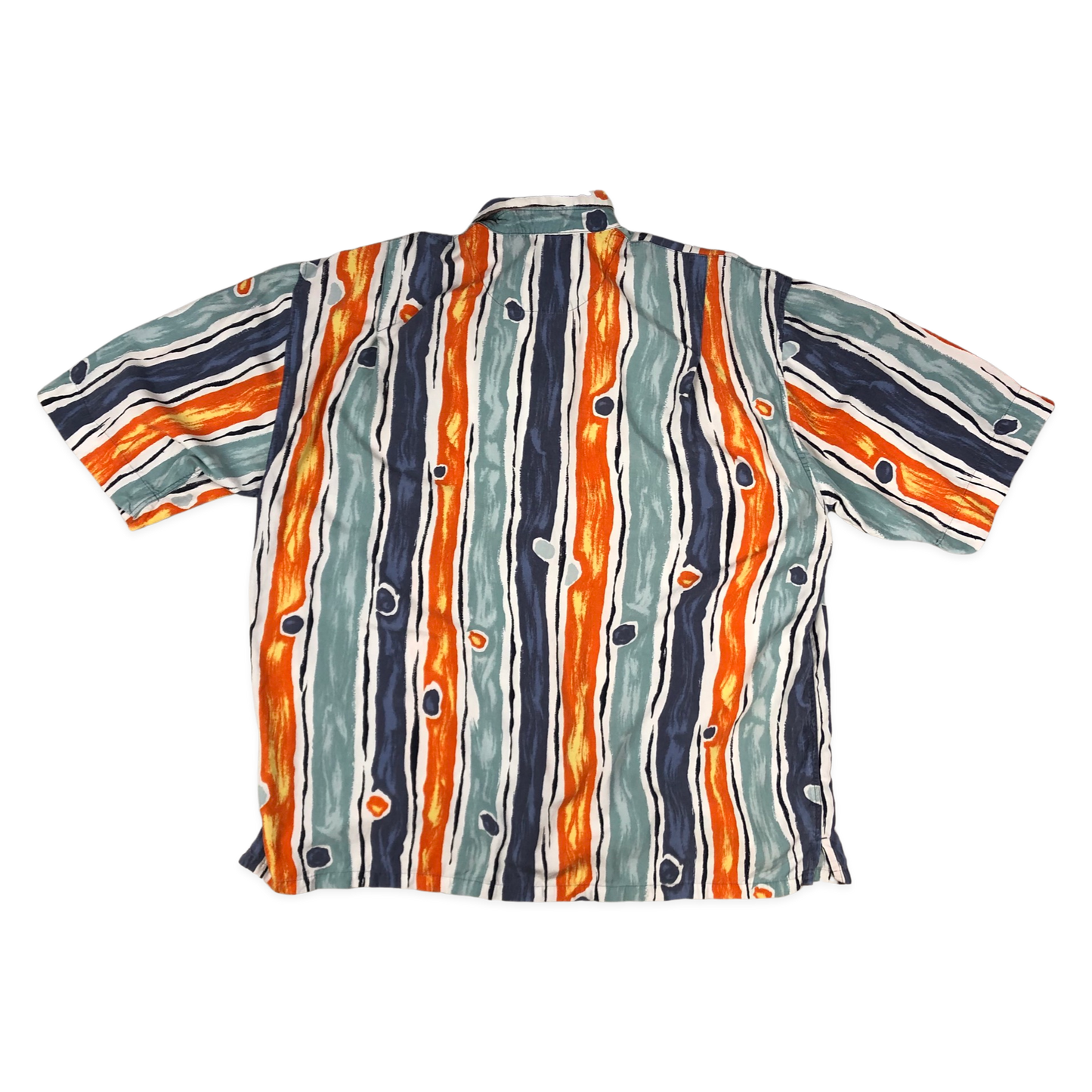 Vintage 90s Abstract Print Orange, White, and Blue Shirt 3XL