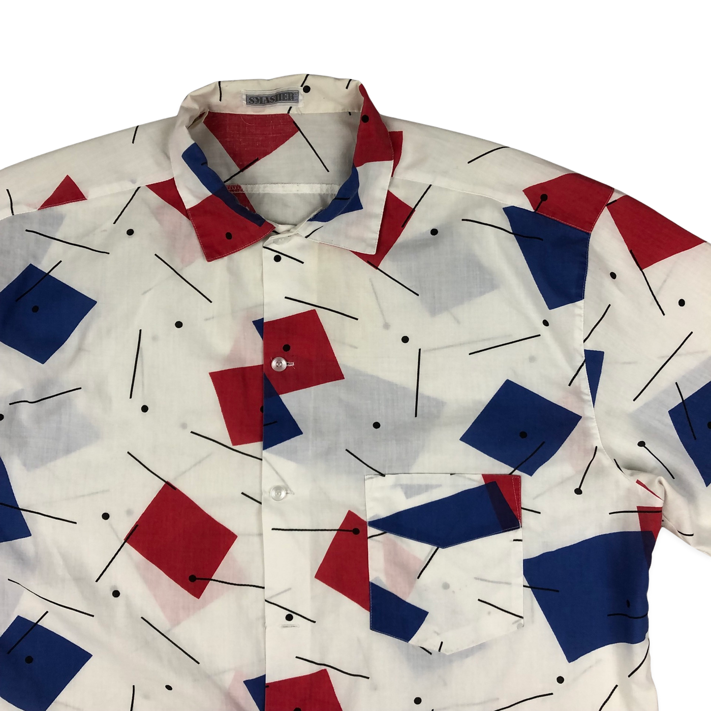 Vintage 80s Red, White, and Blue Abstract Print Shirt XXL