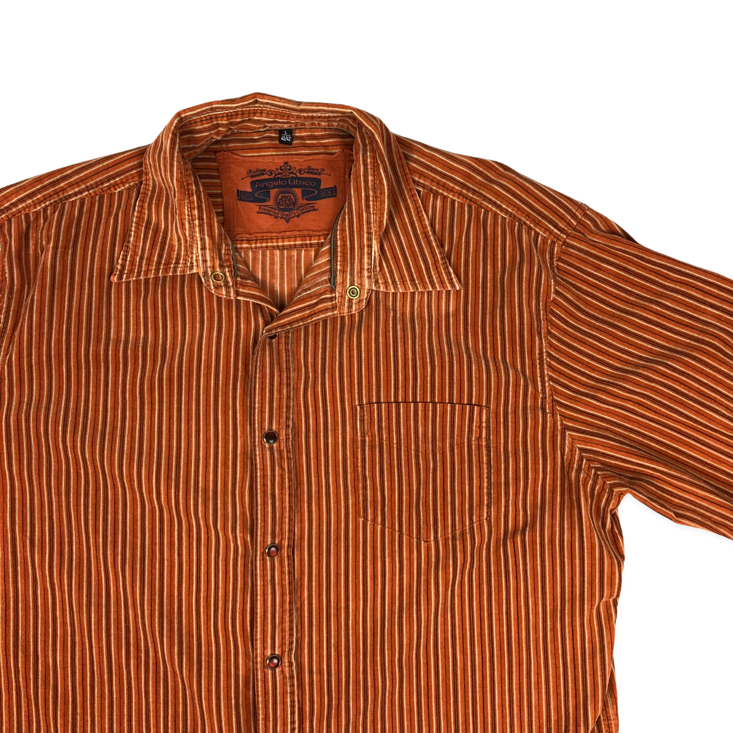 Vintage Angelo Litrico Striped OrangeCorduroy Shirt XL