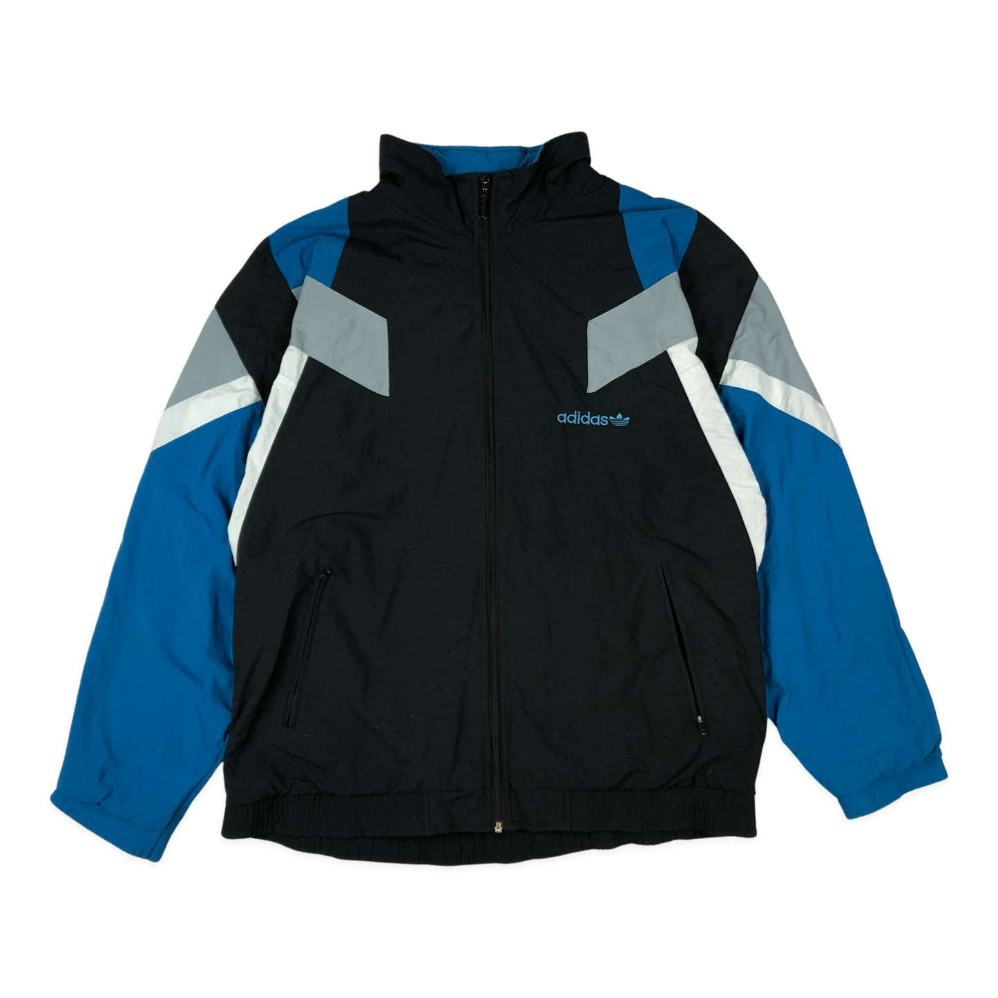 Vintage 90s Adidas Black, Blue, and White Shell Coat XXL
