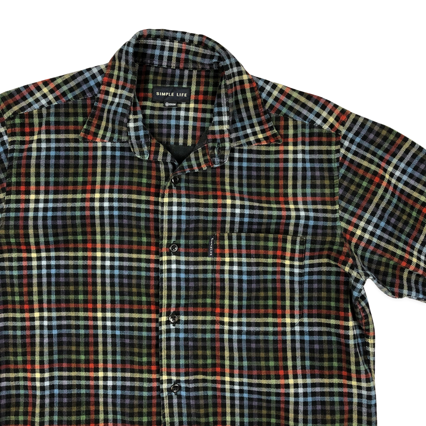 Vintage 90s Multicolour Plaid Corduroy Shirt L
