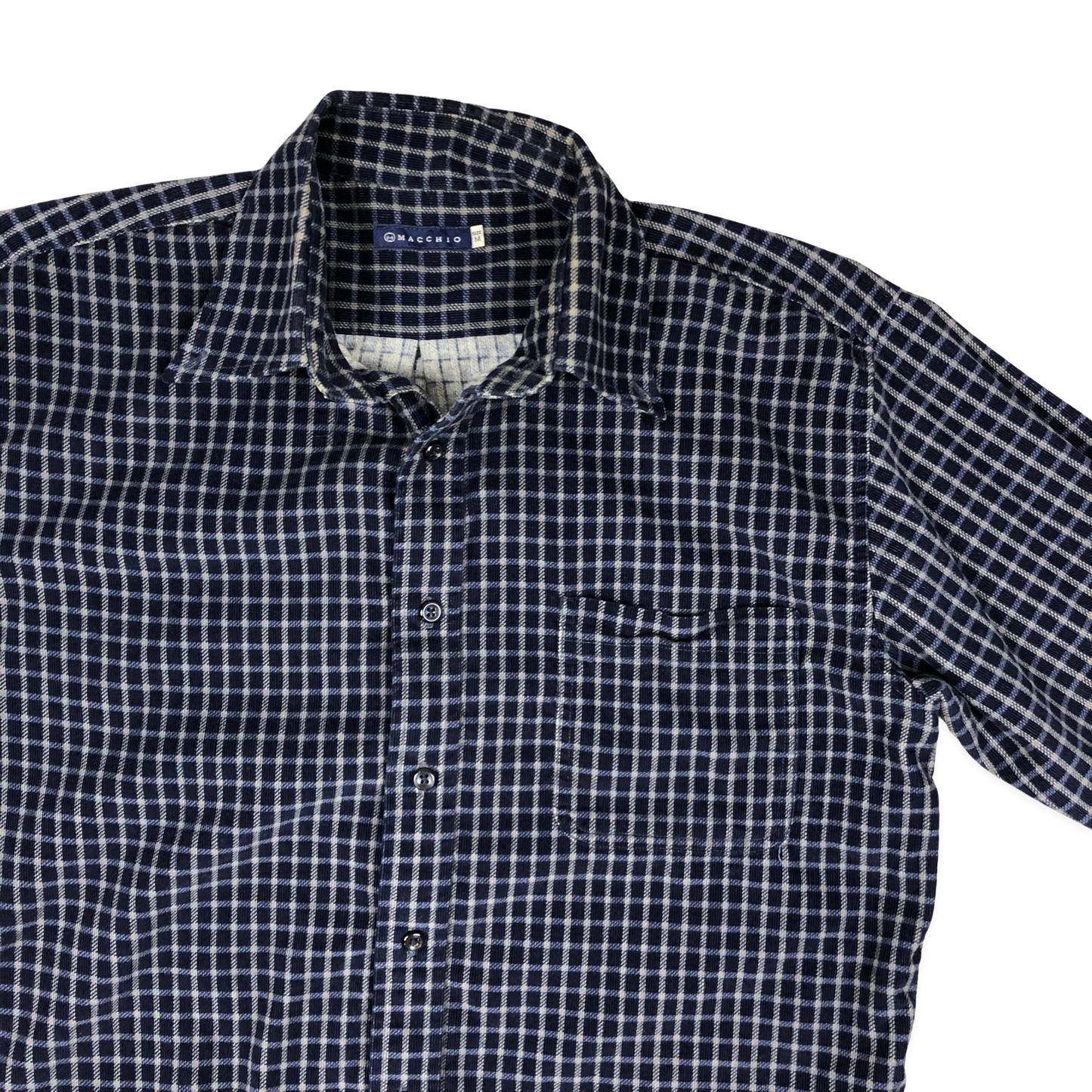 Vintage Navy Plaid Corduroy Shirt L