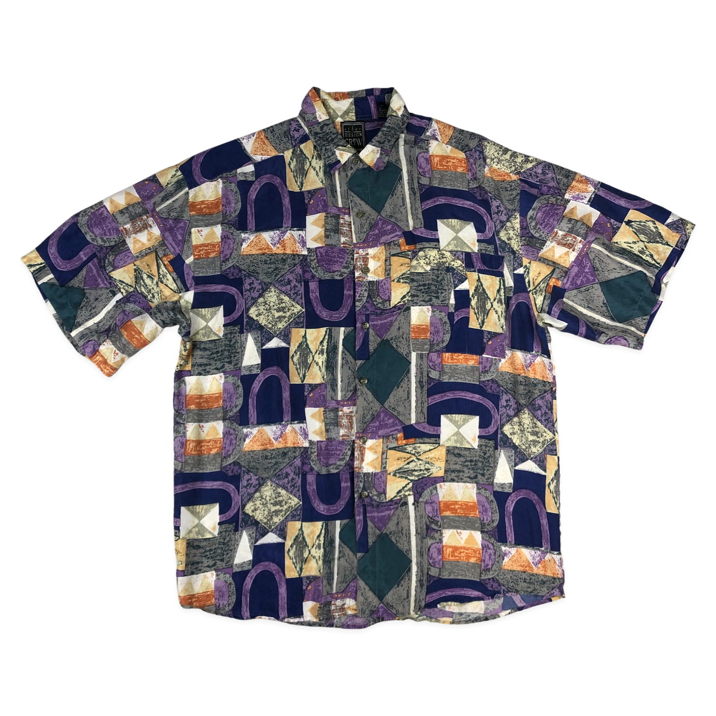 Vintage Multicolour Crazy Pattern Silk Shirt XL