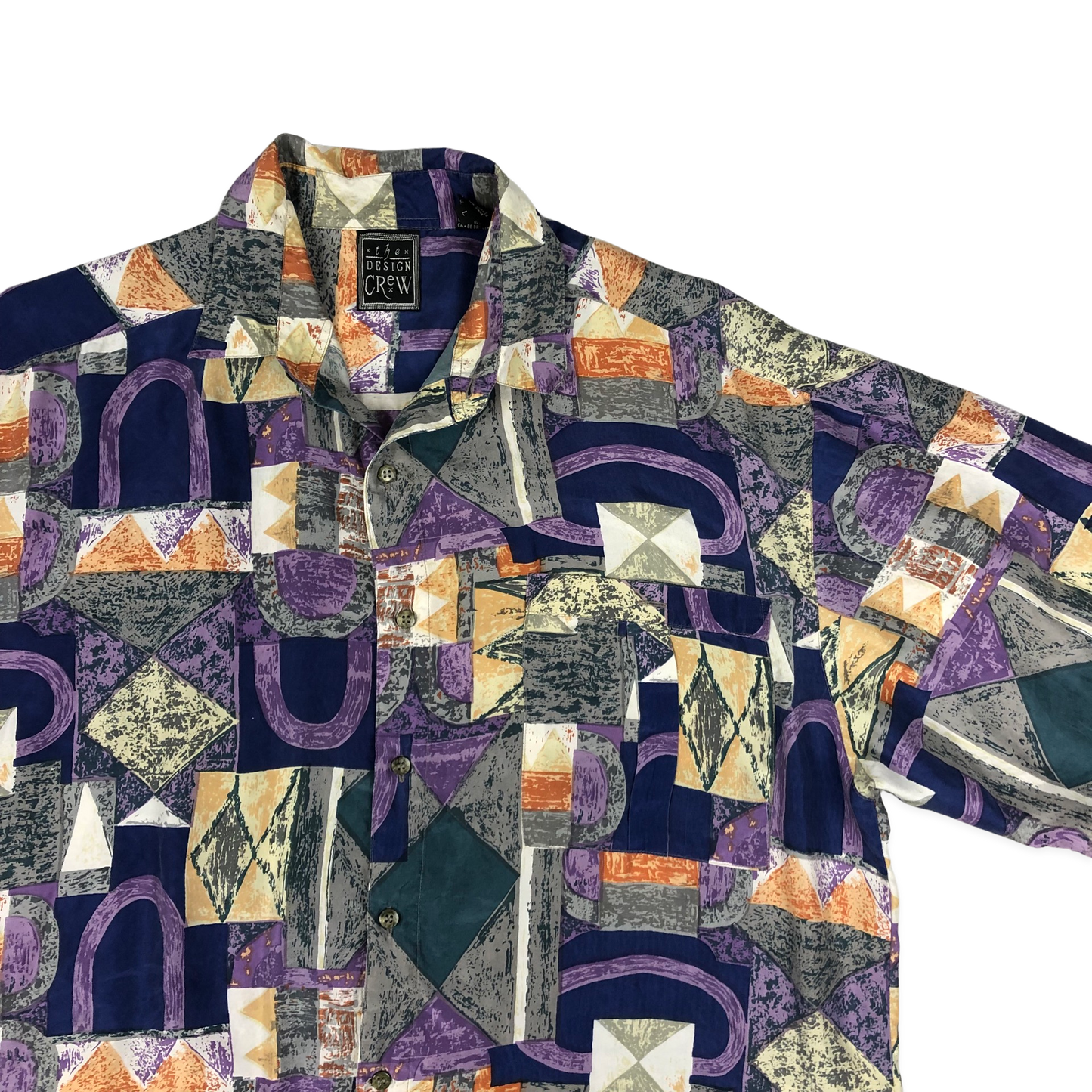 Vintage Multicolour Crazy Pattern Silk Shirt XL