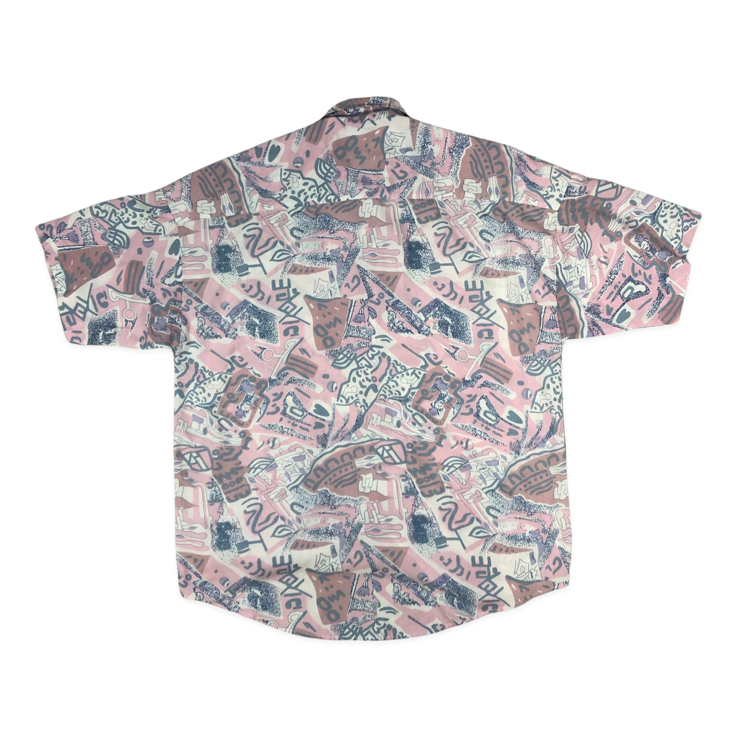 Vintage Abstract Print Pink Shirt XL