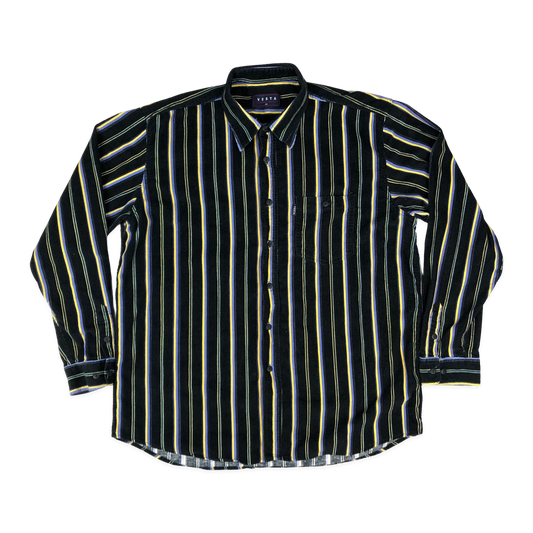 Vintage Black, Yellow, and Blue Striped Corduroy Shirt XXL