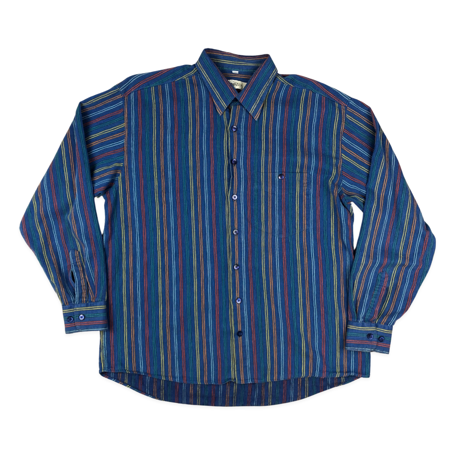 Vintage 70s 80s Blue Striped Shirt XL