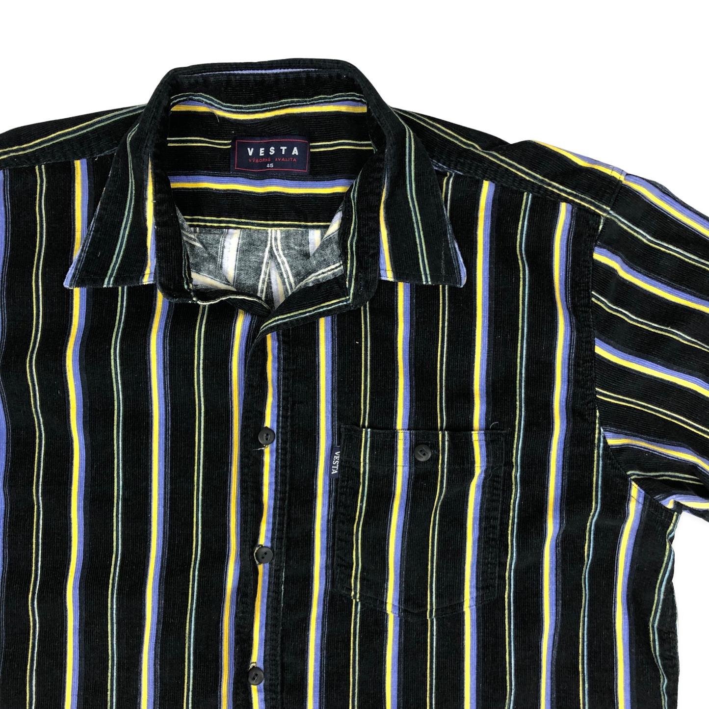 Vintage Black, Yellow, and Blue Striped Corduroy Shirt XXL