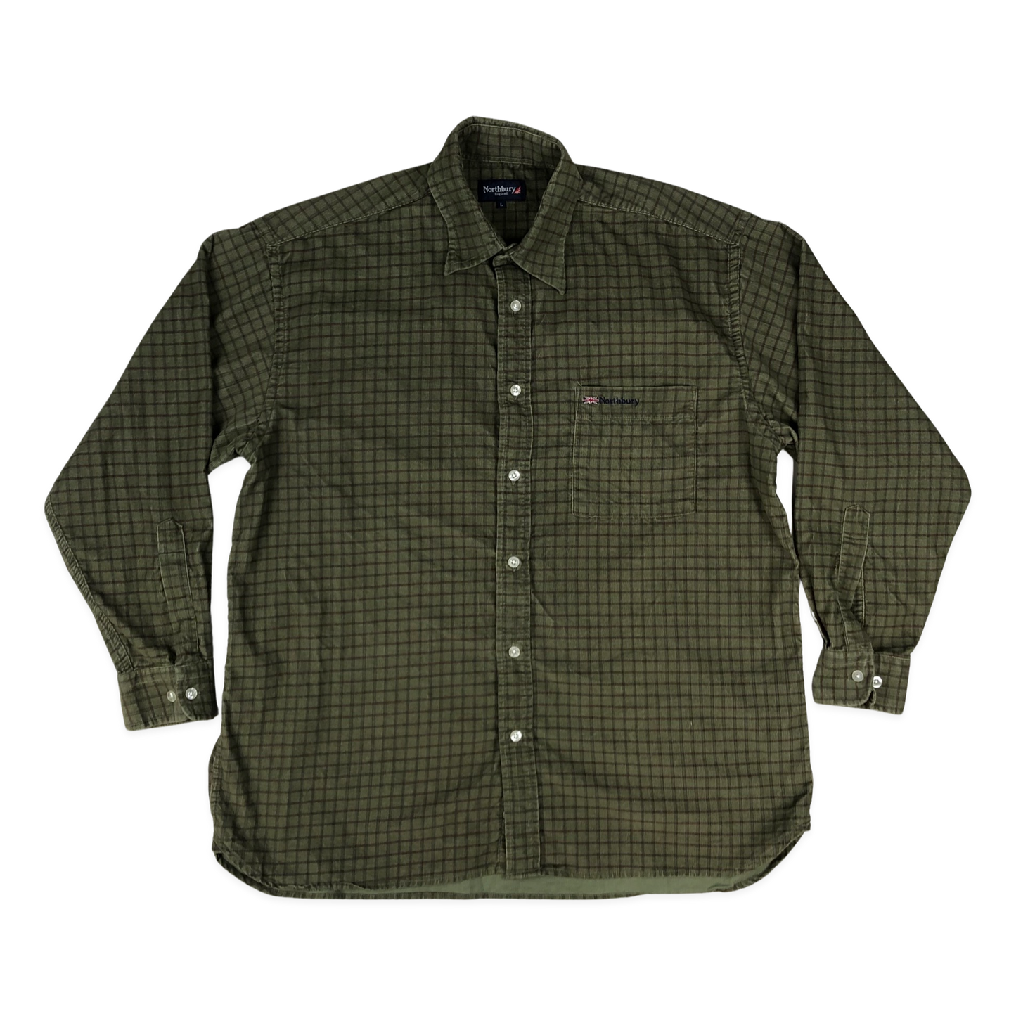 Vintage Northbury Green Plaid Corduroy Shirt L