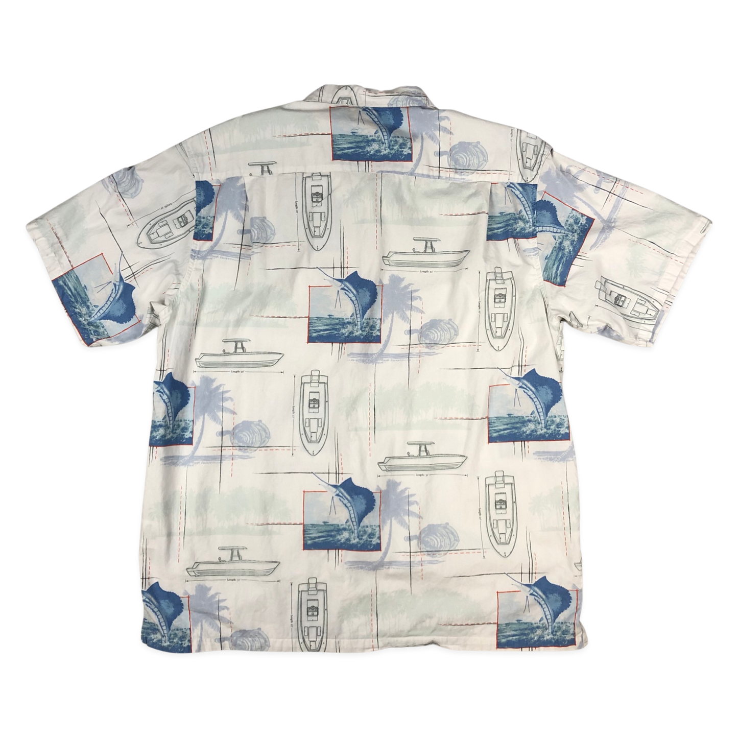 Preloved Columbia Short Sleeved Printed White and Blue Shirt M-XL