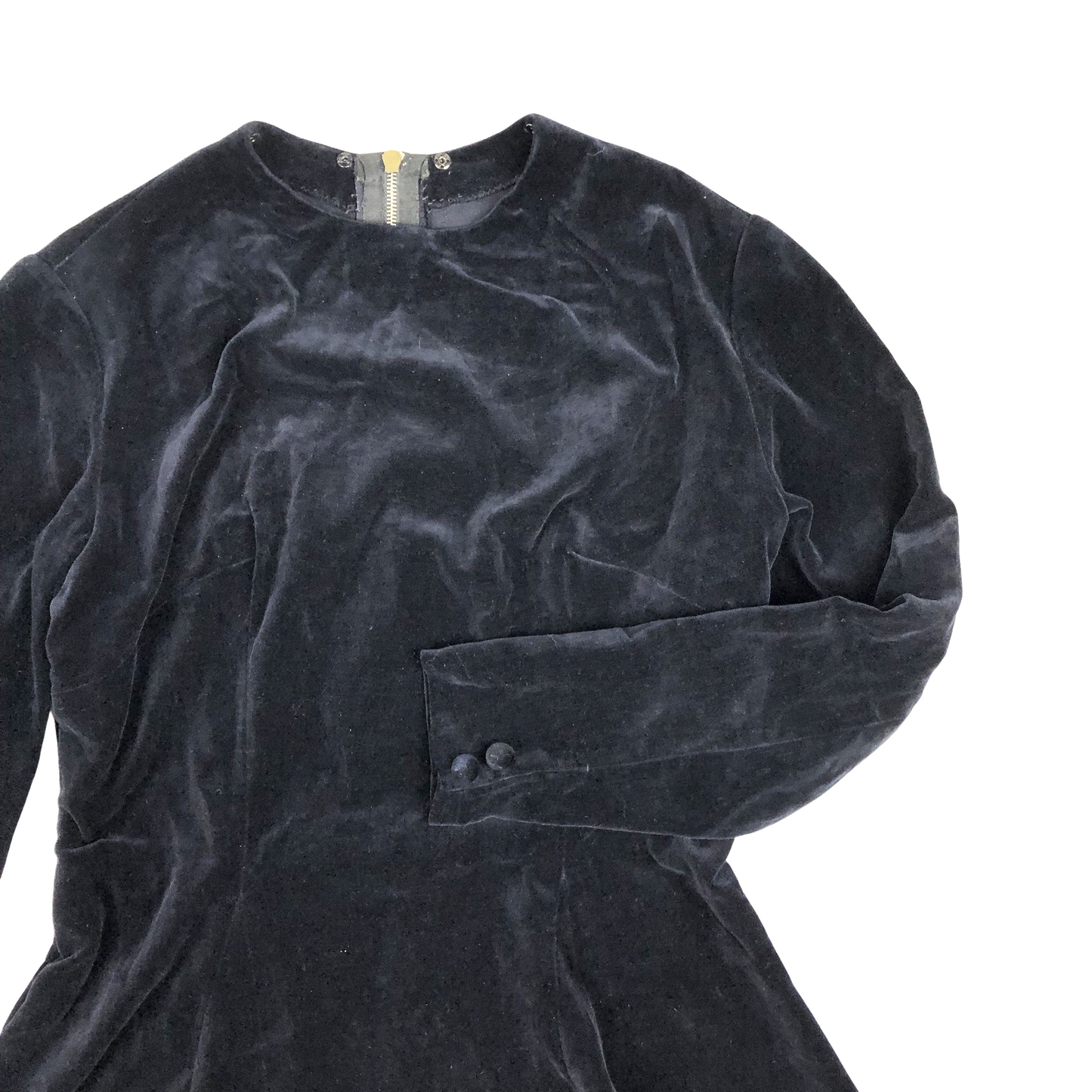Vintage Black Velvet Long Sleeved Dress 8 10