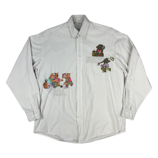 Vintage Carlo Colucci White Embroidered Shirt XL