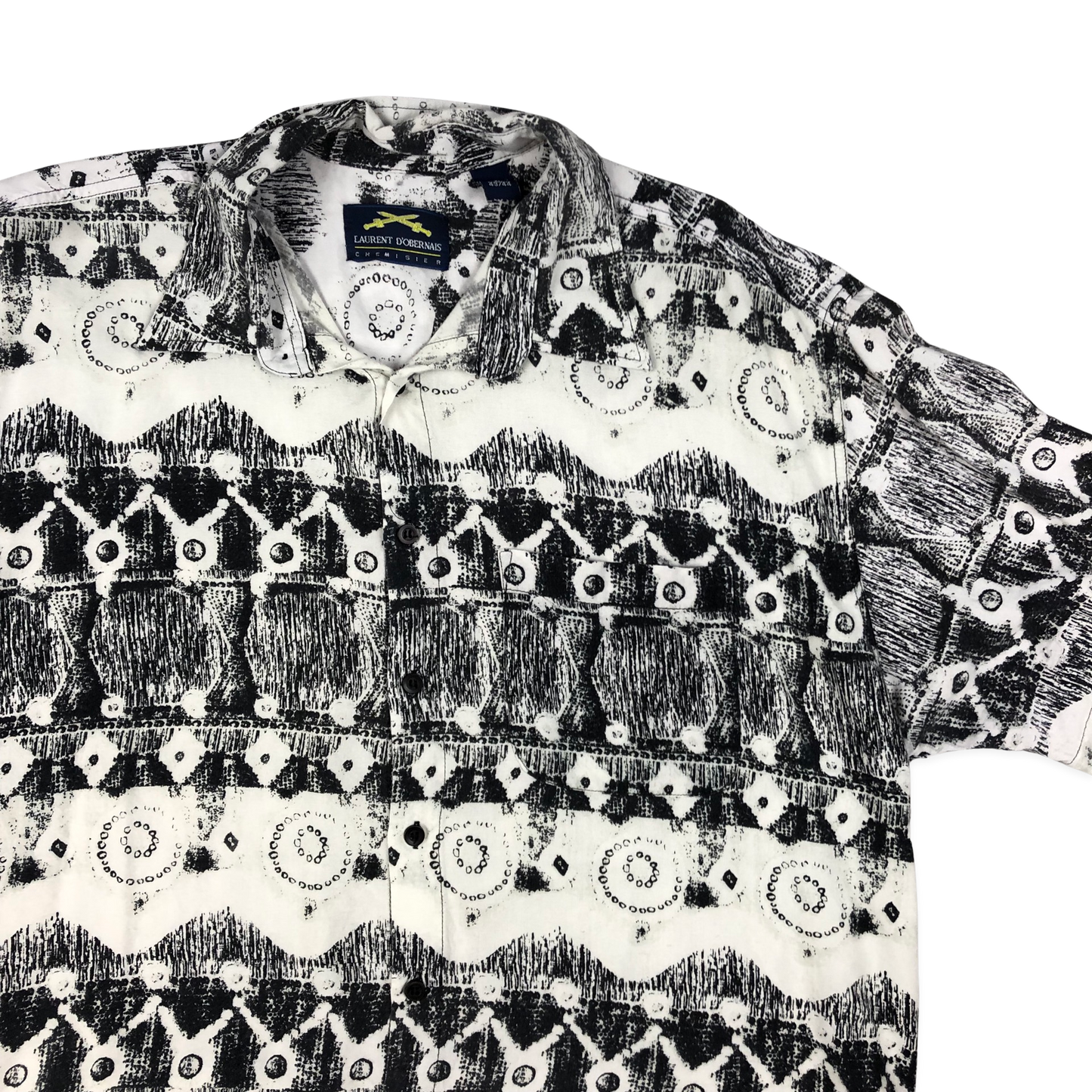 Vintage 90s Black and White Abstract Print Shirt M-XL