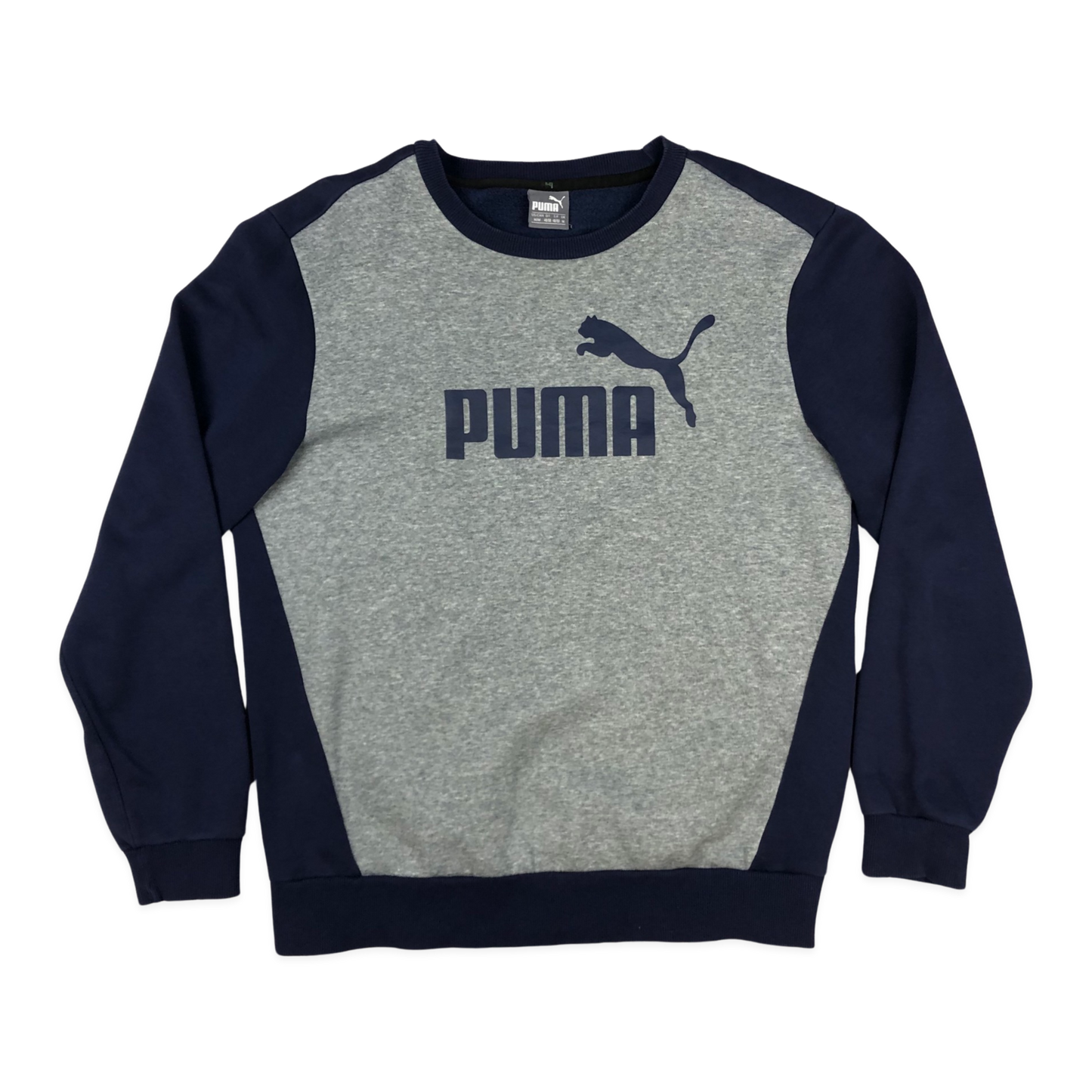 Vintage Puma Navy and Grey Sweatshirt L