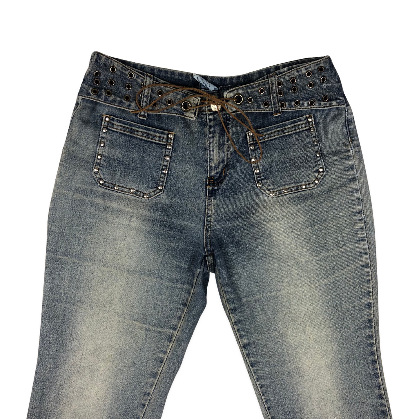 Vintage Tie-up Belted Flared Jeans 34W 32L