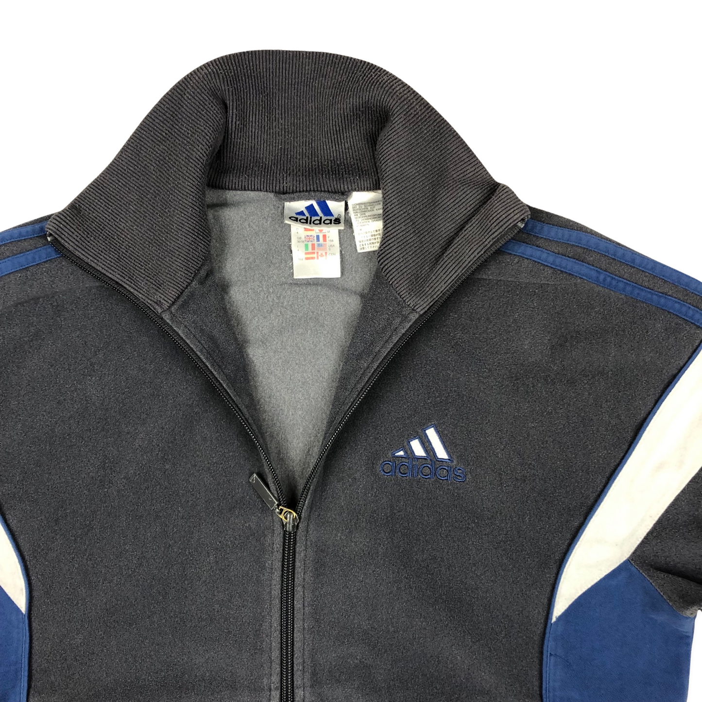 Vintage Y2K Adidas Blue and Grey Zip-up Track Jacket M