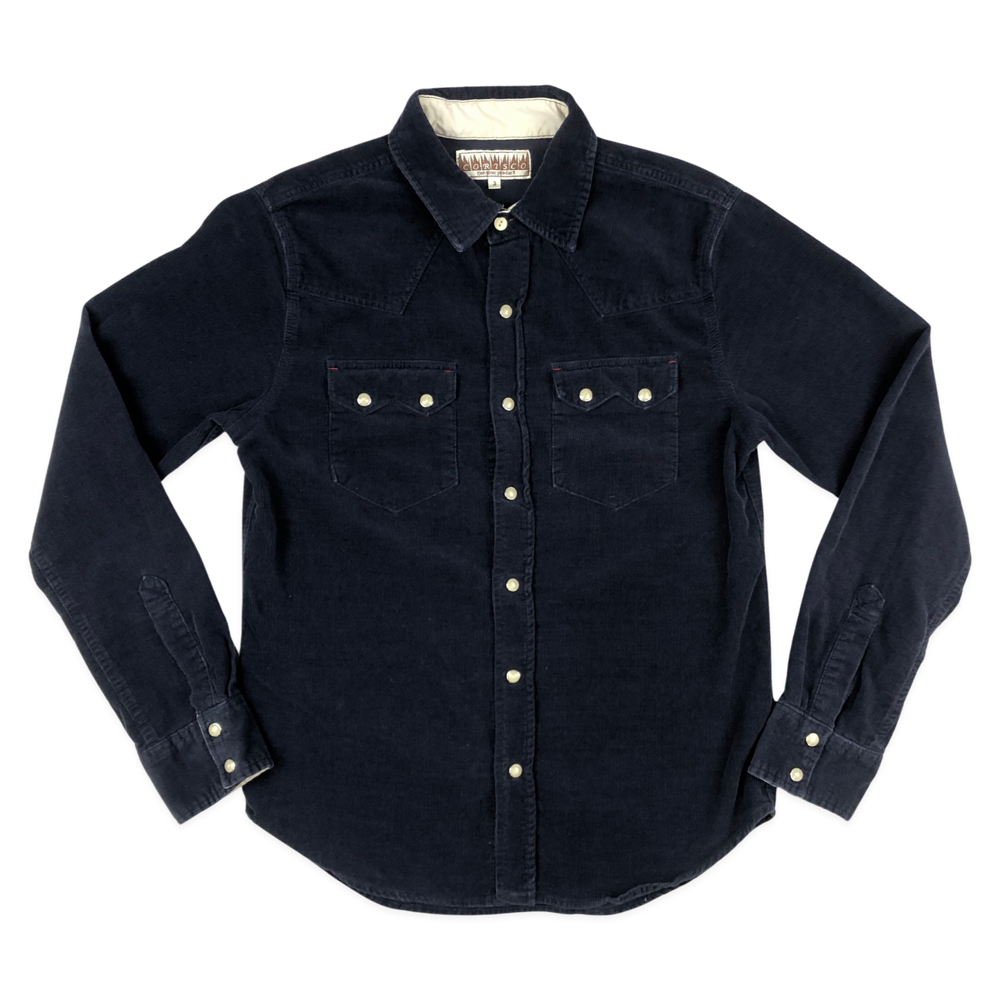 Vintage 70s Western Style Navy Corduroy Shirt S