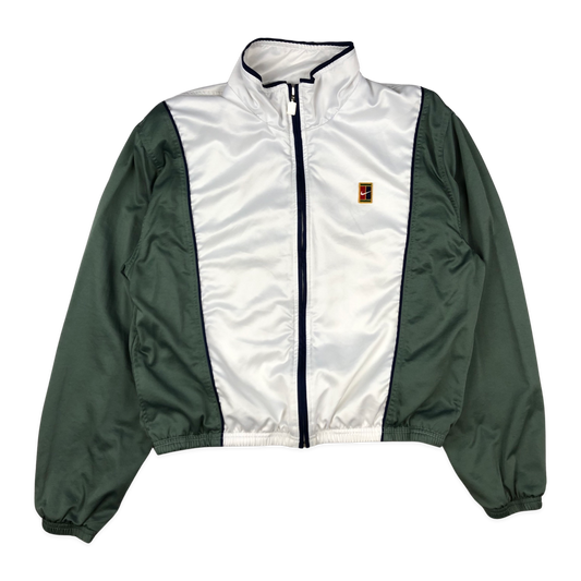 Vintage 90s Nike Track Zip-up White Green 10 12 14