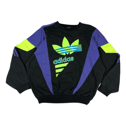 Vintage 90s Adidas Black and Purple Sweatshirt Large XL