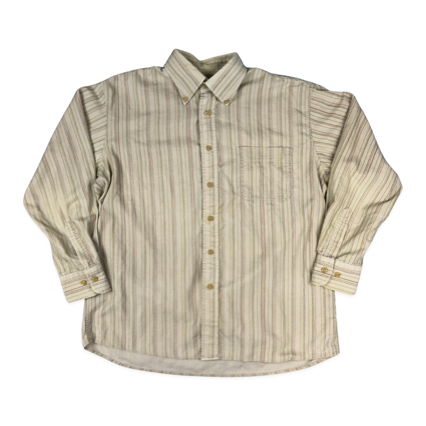 Vintage 90s Striped Beige Corduroy Shirt L