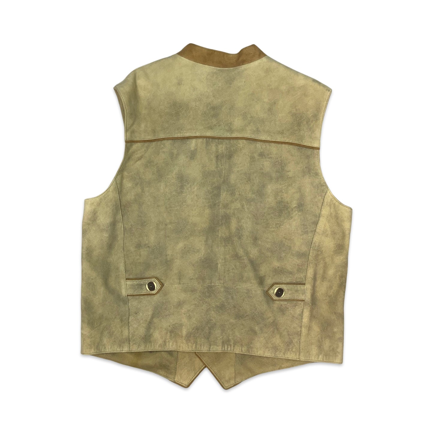 Vintage Beige & Brown Suede Waistcoat 14 16