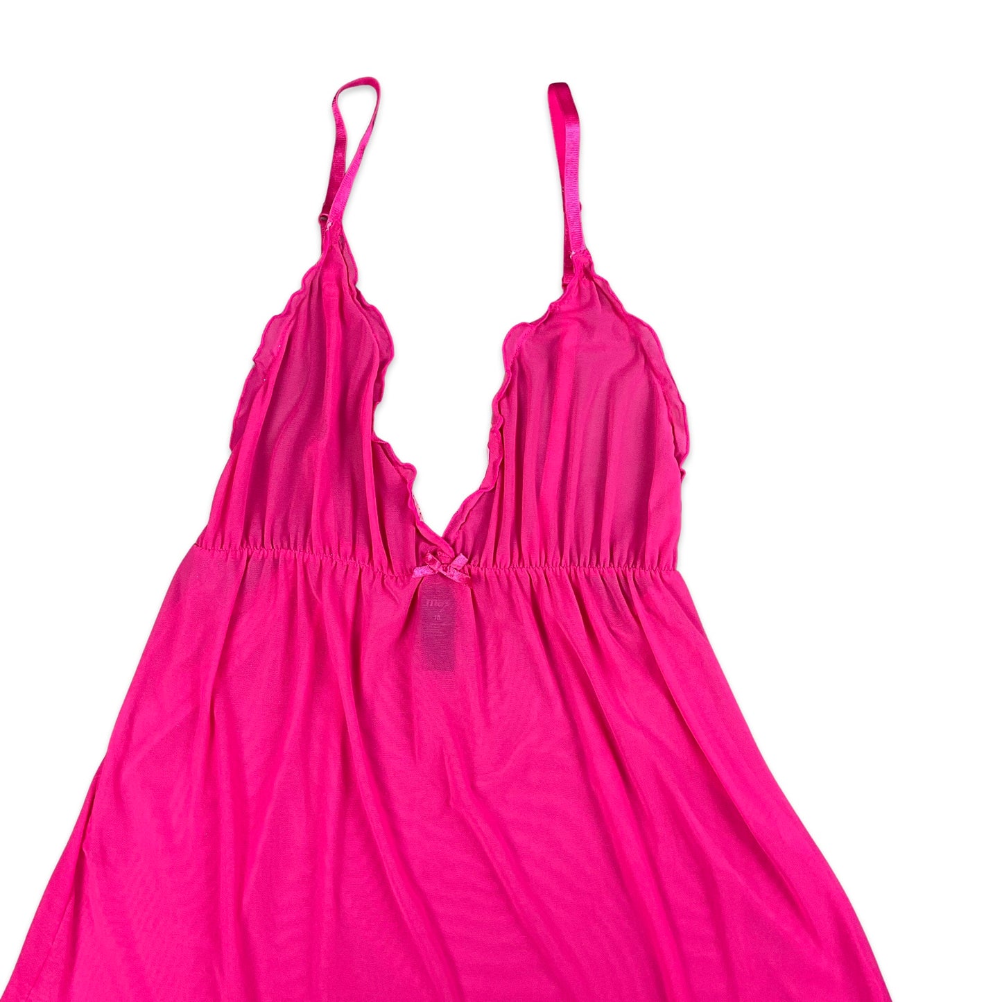 90s Y2K Hot Pink Chemise Babydoll Mini Dress 8 10 12 14 16